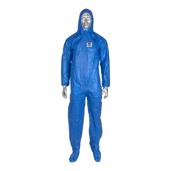 FR Blue Disposable Coveralls with Hood and Booties - XL