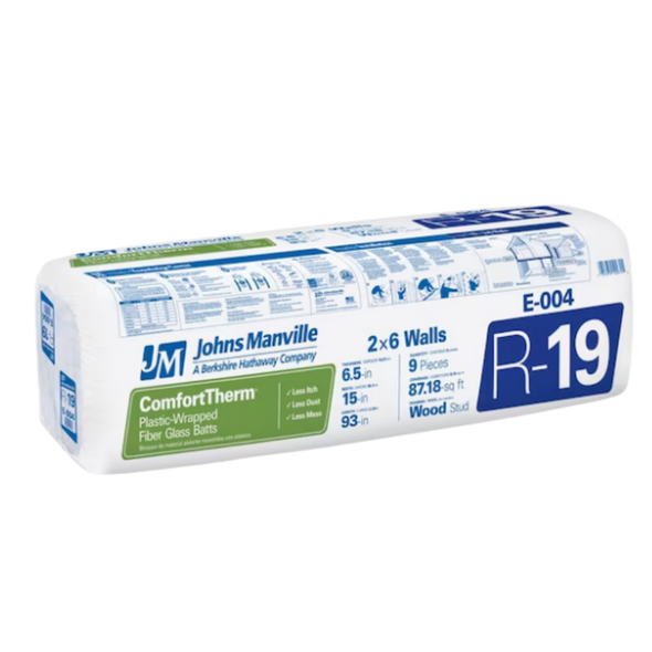 Johns Manville ComfortTherm R-19 Wall Encapsulated Fiberglass Batt Insulation 87.18-sq ft ( 15-in W x 93-in L)