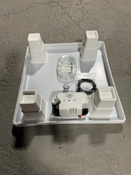 Dehumidifier drain pan kit with condensate pump and risers
