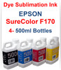 Dye Sublimation Ink 4- 500ml bottles for EPSON SureColor F170 printer