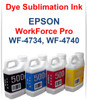 4- 500ml bottles Dye Sublimation Ink for Epson WorkForce Pro WF-4734 WF-4740 Printers