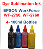 4- 100ml bottles Dye Sublimation Ink for Epson WorkForce WF-2750 WF-2760 Printers
