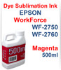Magenta 500ml bottle Dye Sublimation Ink for Epson WorkForce WF-2750 WF-2760 Printers