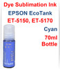 Cyan Dye Sublimation Ink 70ml  Bottle for EPSON EcoTank ET-5150 ET-5170 Printer