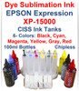 Dye Sublimation Ink 6- 100ml Bottles, CISS Chipless Ink Tank for Epson Expression Photo HD XP-15000 Printer
6 100ml bottles Dye Sublimation Ink: Black, Cyan, Magenta, Yellow, Gray, Red