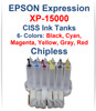 CISS Chipless Ink Tank for Epson Expression Photo HD XP-15000 Printer
