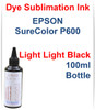 Light Light Black Dye Sublimation Ink 100ml bottle for Epson SureColor P600 printer