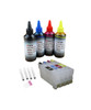 4 Water Based Eco Solvent Ink 100ml each Color, 4 Refillable Ink Cartridges (empty) with chip for Epson WorkForce Pro WF-7310, WF-7820, WF-7840 Printers