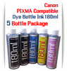 Canon 5 180ml PIXMA Printer Bottle Dye Ink Package