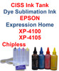 CISS Chipless Ink Tank 4 100ml Dye Sublimation Ink for Epson Expression Home XP-4100 XP-4105 Printers