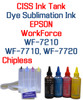 CISS Chipless Ink Tank 4 100ml Bottles Dye Sublimation Ink for Epson WorkForce WF-7210 WF-7710 WF-7720 Printers