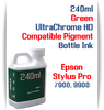 Green 240ml Bottle Compatible UltraChrome HDR Pigment Ink Epson Stylus Pro 4900, 7700, 9700, 7890, 9890, 7900, 9900 Printers