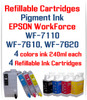 Pigment ink 240ml Refillable ink cartridges Epson WF-7110 WF-7610 WF-7620 printers
