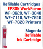 Magenta Refillable Ink Cartridge (empty) Epson WorkForce WF-3640 WF-7110, WF-7610, WF-7620 Printers