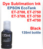 Black 135ml bottle Dye Sublimation Ink for EPSON EcoTank ET-2700 ET-2750 ET-3700 ET-3750 ET-4750 Printers