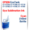 Cyan EPSON EcoTank ET-2720 ET-2760 ET-3710 ET-3760 ET-4700 ET-4760 Printer 240ml  Dye Sublimation Bottle Ink