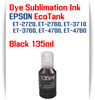 Black EPSON EcoTank ET-2720 ET-2760 ET-3710 ET-3760 ET-4700 ET-4760 Printer 135ml Dye Sublimation Bottle Ink