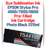 Photo Black Epson Stylus Pro 4000, 7600, 9600 printer Dye Sublimation Ink Cartridge 220ml