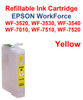 Yellow Refillable Cartridge Epson WorkForce WF-3530,  WF-3540, WF-7010, WF-7510, WF-7520 printers