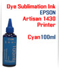 Cyan 100ml bottle Dye Sublimation Ink for Epson Artisan 1430 printer