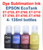EPSON EcoTank ET-2720 ET-2760 Printer 4- 135ml bottles Dye Sublimation Ink