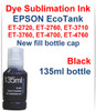 Black 135ml bottle Dye Sublimation Ink for EPSON EcoTank ET-3710 ET-3760 Printer