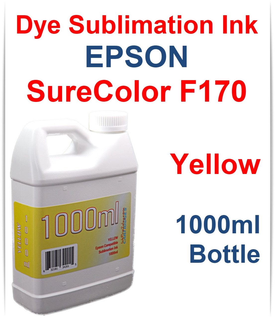 Yellow 1000ml bottle Dye Sublimation Ink for EPSON SureColor F170 printer