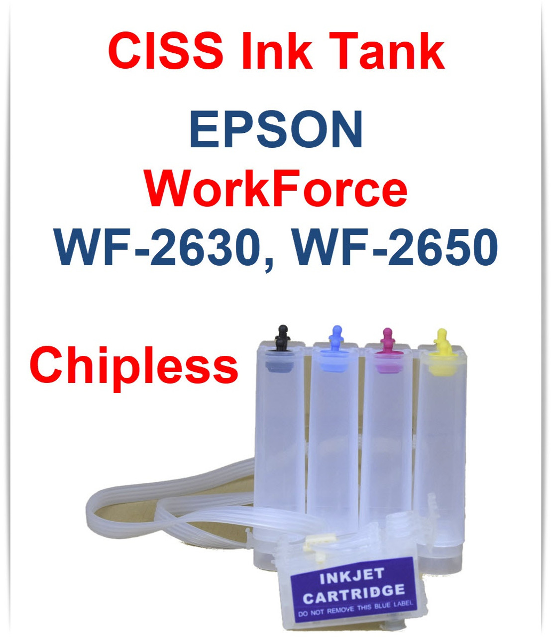 CISS Chipless Ink Tank for Epson WorkForce WF-2630 WF-2650 Printers