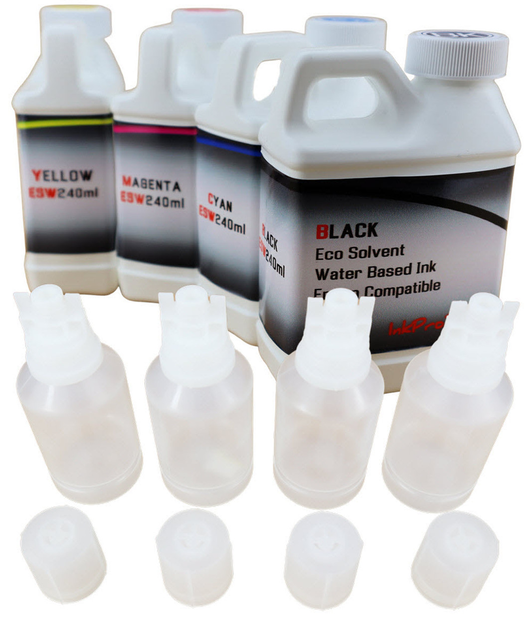 Eco Solvent Water Based Ink 4- 240ml bottles with 4- 135ml bottles to fill the printer for Epson EcoTank ET-2400 Printer