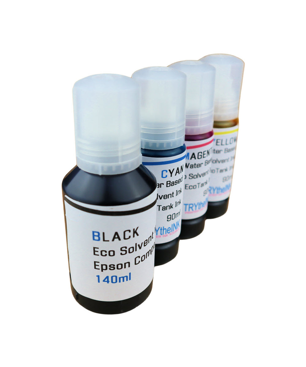 Water Based Eco Solvent Ink 4- Bottles 140ml Black 90ml Colors for Epson EcoTank ET-4800 ET-4850 Printers