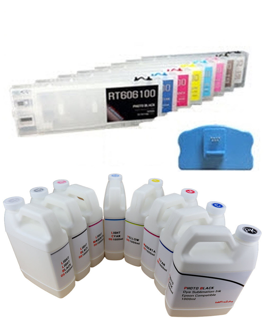 Refillable Ink Cartridges and Dye Sublimation Ink 1000ml Bottles for Epson Stylus Pro 4800 Printer 