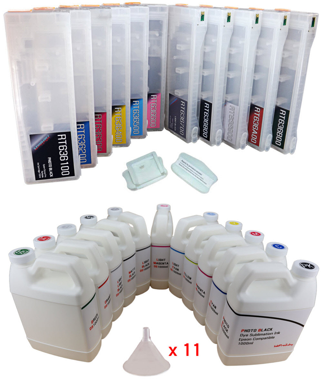 Dye Sublimation Ink 11- 1000ml Bottles 11- Refillable Ink Cartridges for Epson Stylus Pro 7900 9900 printers