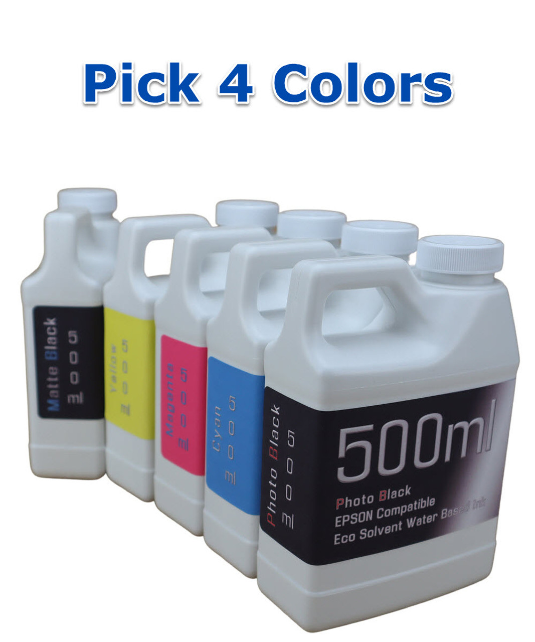 Pick 4 Colors Water Based Eco Solvent Ink 500ml Bottles for Epson SureColor T3270 T5270 T7270 Printers