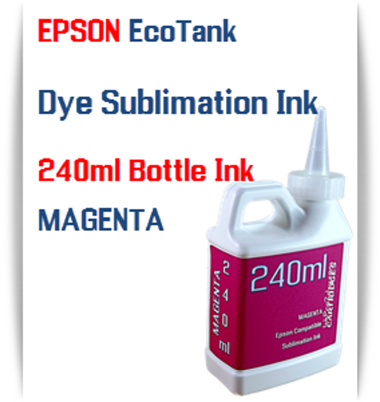 Magenta EPSON EcoTank printer Dye Sublimation Ink 240ml bottles