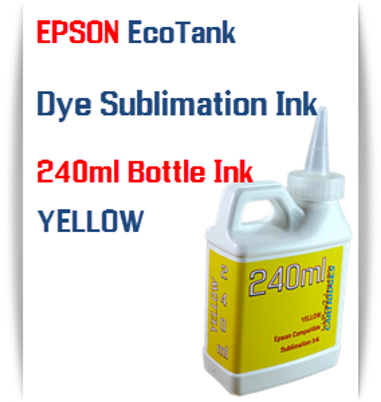 Yellow EPSON EcoTank printer Dye Sublimation Ink 240ml bottles