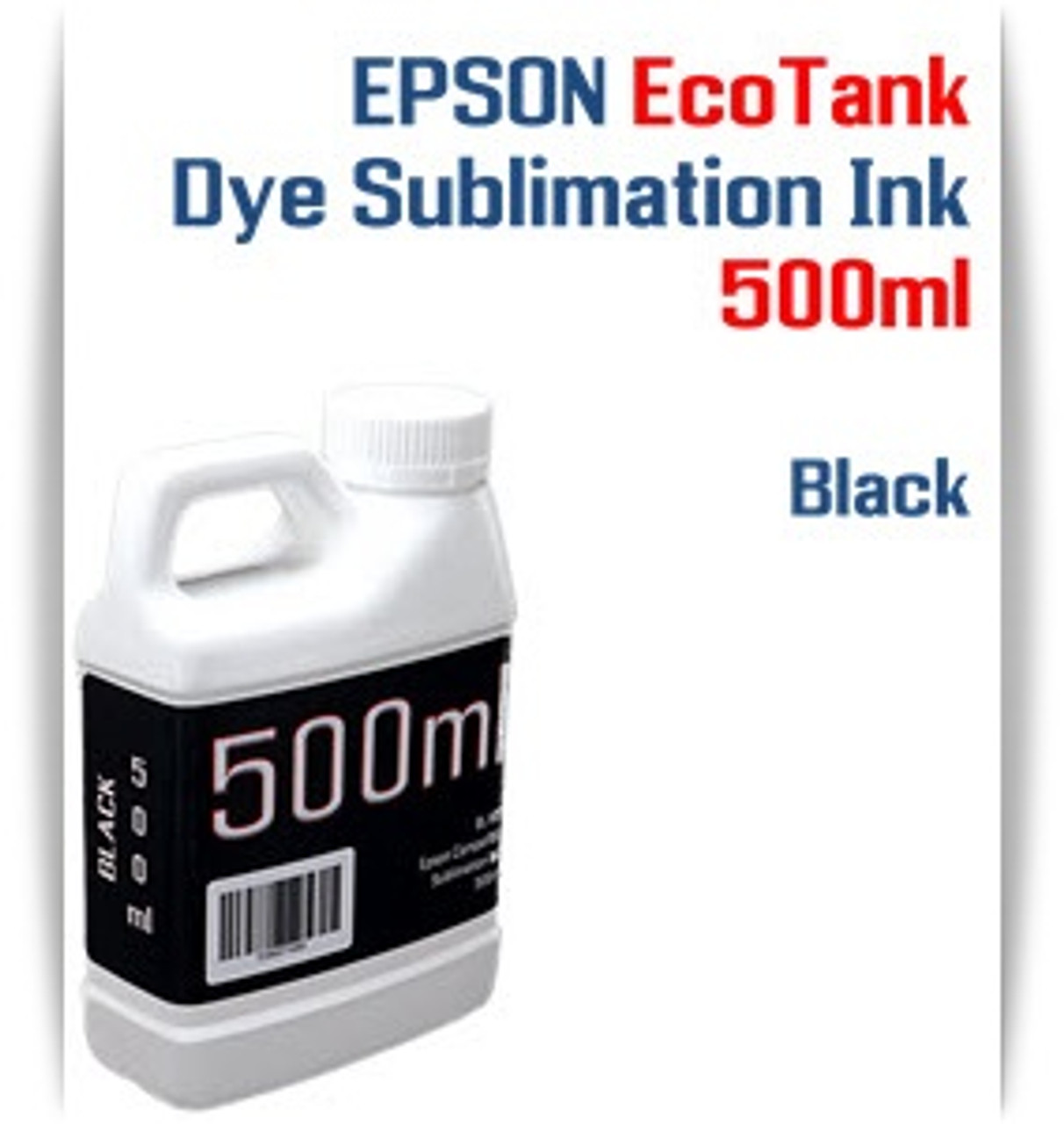 Black EPSON EcoTank printer Dye Sublimation Ink 500ml bottles