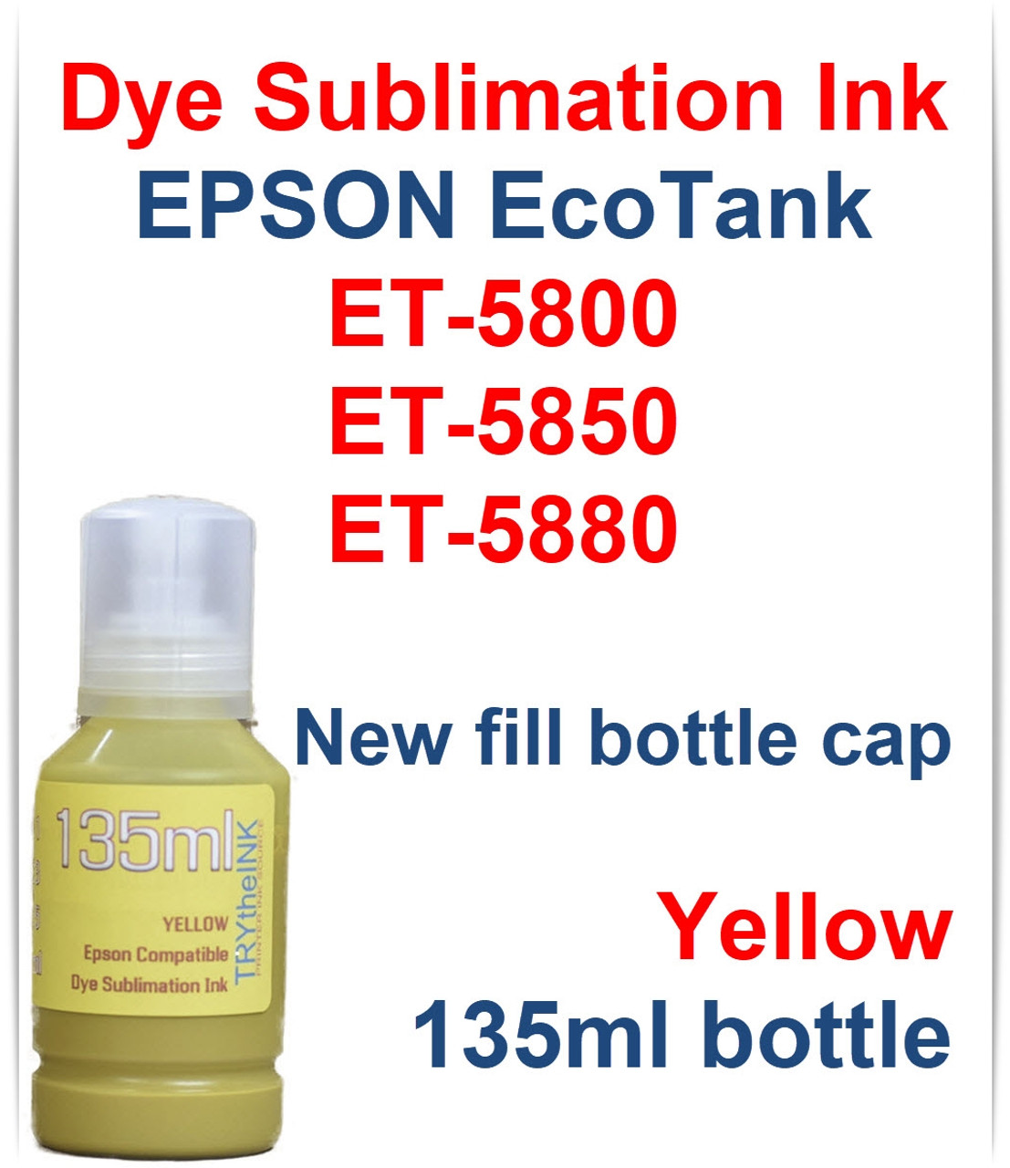 Yellow 135ml bottle Dye Sublimation Ink for EPSON EcoTank ET-5800 ET-5850 ET-5880 Printer