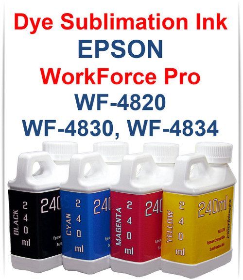 4- 240ml bottles Dye Sublimation Ink for Epson WorkForce Pro WF-4820 WF-4830 WF-4834 Printers