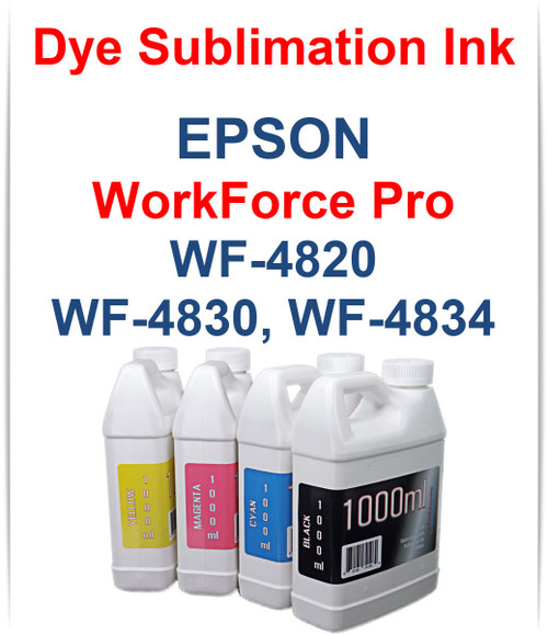 4- 1000ml bottles Dye Sublimation Ink for Epson WorkForce Pro WF-4820 WF-4830 WF-4834 Printers