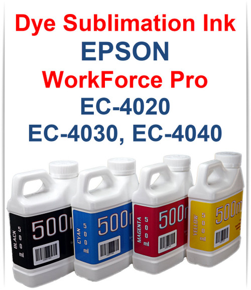 4- 500ml bottles Dye Sublimation Ink for Epson WorkForce Pro EC-4020 EC-4030 EC-4040 Printers
