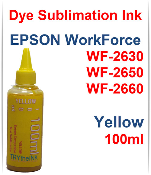 Yellow 100ml bottle Dye Sublimation Ink for Epson WorkForce WF-2630 WF-2650 WF-2660 Printers