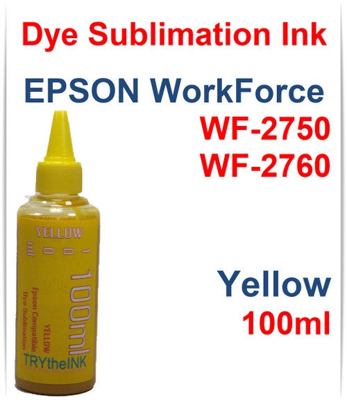 Yellow 100ml bottle Dye Sublimation Ink for Epson WorkForce WF-2750 WF-2760 Printers