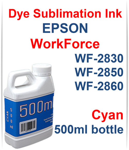 Cyan 500ml bottle Dye Sublimation Ink for Epson WorkForce WF-2830 WF-2850 WF-2860 Printers
