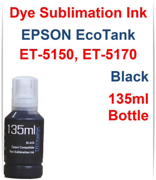 Black Dye Sublimation Ink 135ml Bottle for EPSON EcoTank ET-5150 ET-5170 Printer