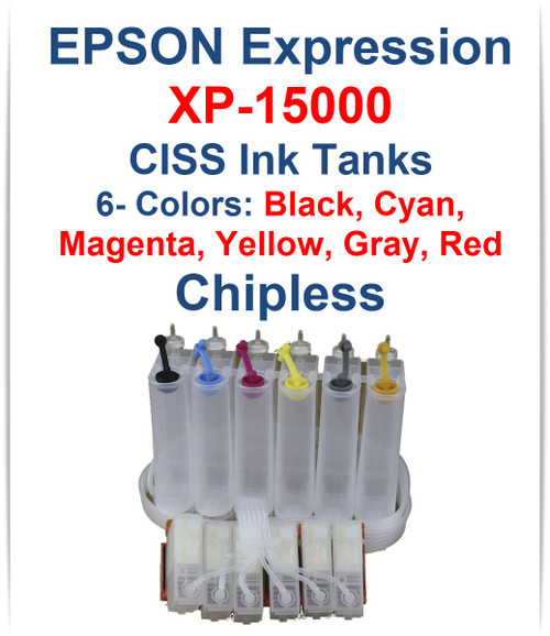 CISS Chipless Ink Tank for Epson Expression Photo HD XP-15000 Printer