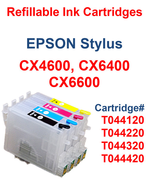 4 Refillable Ink Cartridges For Epson Stylus Cx4600 Cx6400 Cx6600 Printers 2355