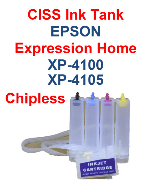 CISS Chipless Ink Tank for Epson Expression Home XP-4100 XP-4105 Printers