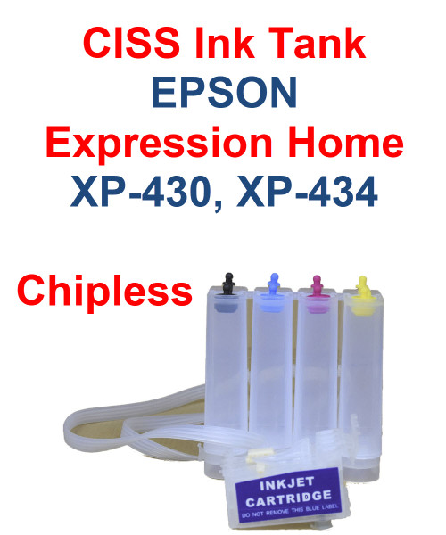 CISS Chipless Ink Tank for Epson Expression Home XP-430 XP-434 Printers