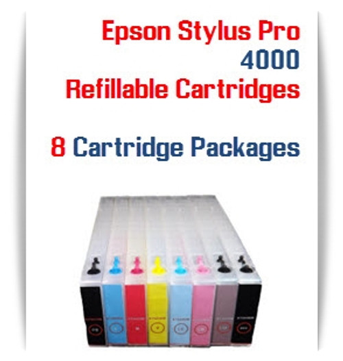8 Refillable Cartridge Package - Epson Stylus Pro 4000 Refillable Ink Cartridges 300ml
