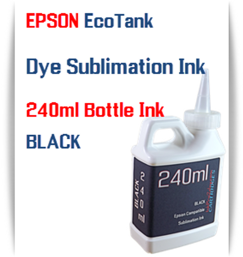 Black EPSON EcoTank 240ml Dye Sublimation Bottle Ink